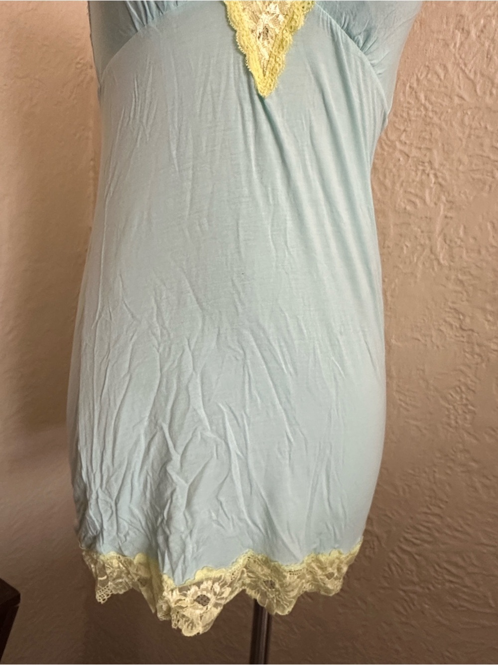 Victoria’s Secret Light Blue Light Yellow Floral Lace Slip Nightgown Small - Picture 3 of 7